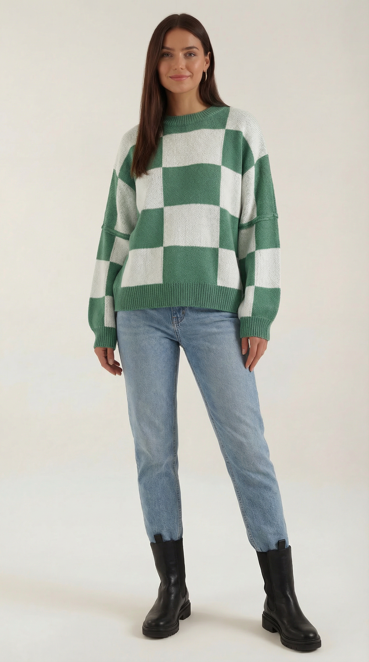 Suéter de punto con diseño a cuadros Emma