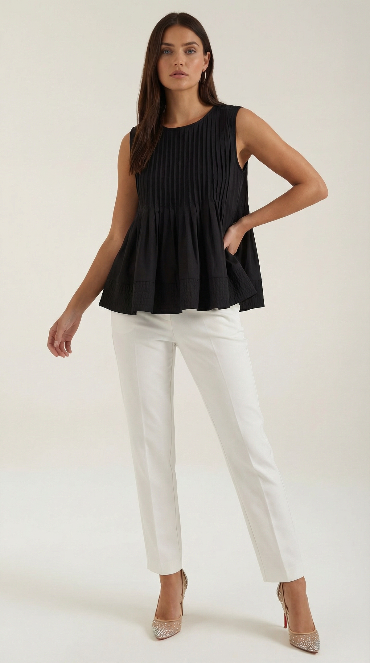 Vestido peplum Tess con pliegues - Estilo premium