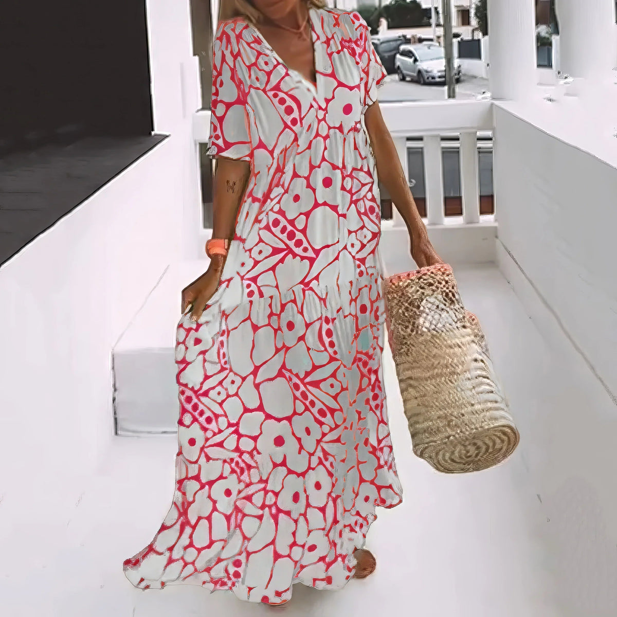 Vestido Maxi Fluido con Estampado Floral