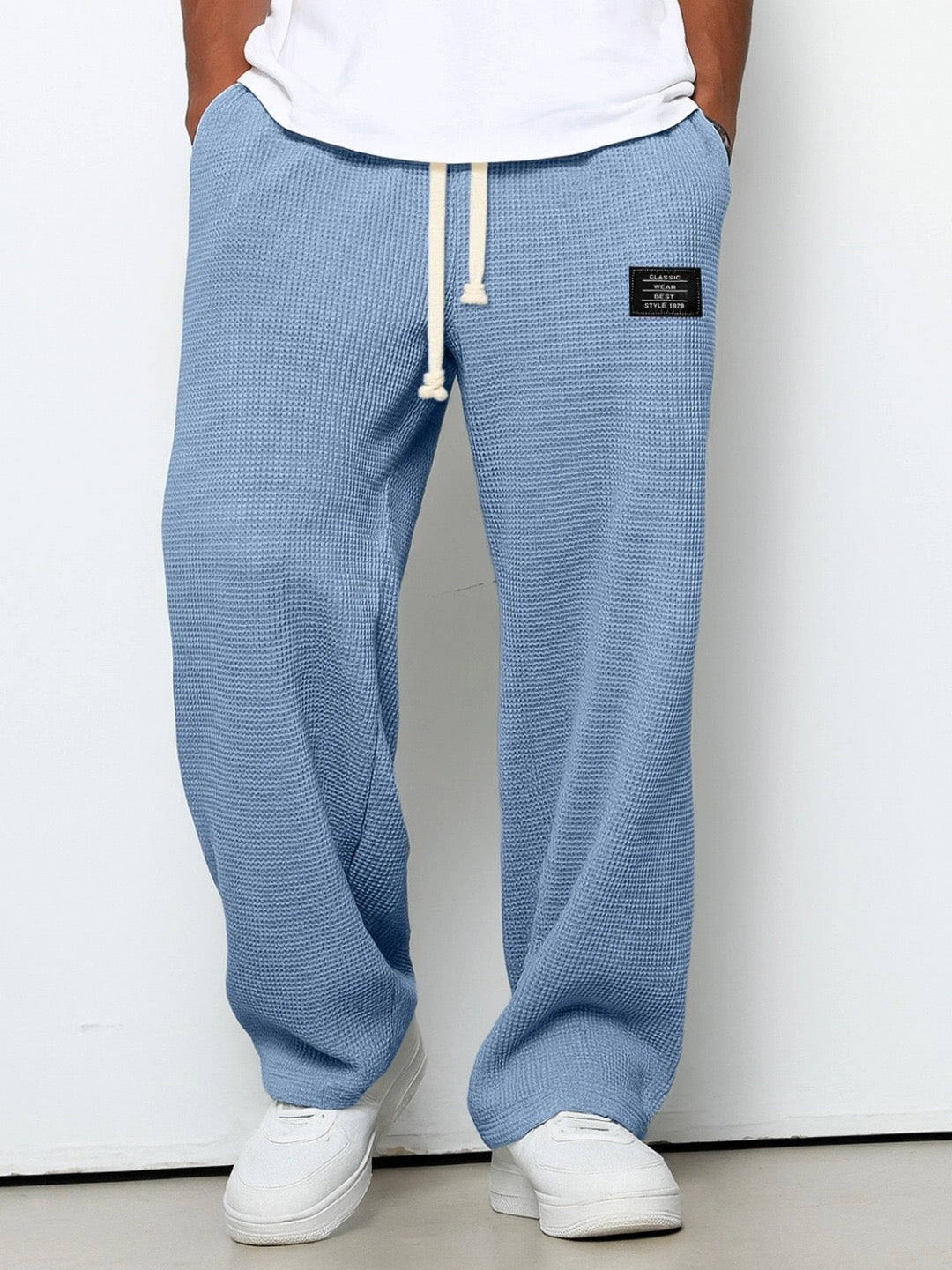 Pantalón Deportivo Tejido Waffle Relaxed Fit Cordón