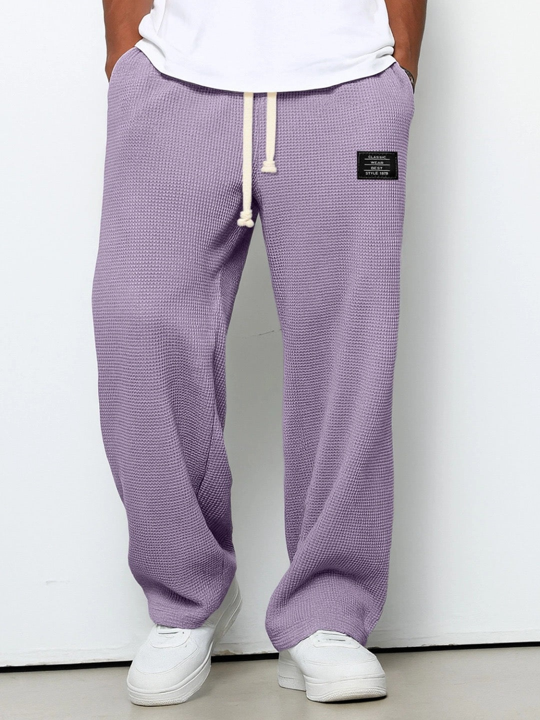Pantalón Deportivo Tejido Waffle Relaxed Fit Cordón