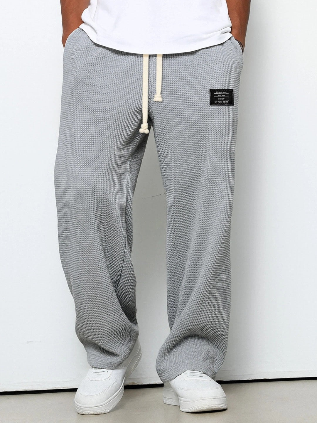 Pantalón Deportivo Tejido Waffle Relaxed Fit Cordón