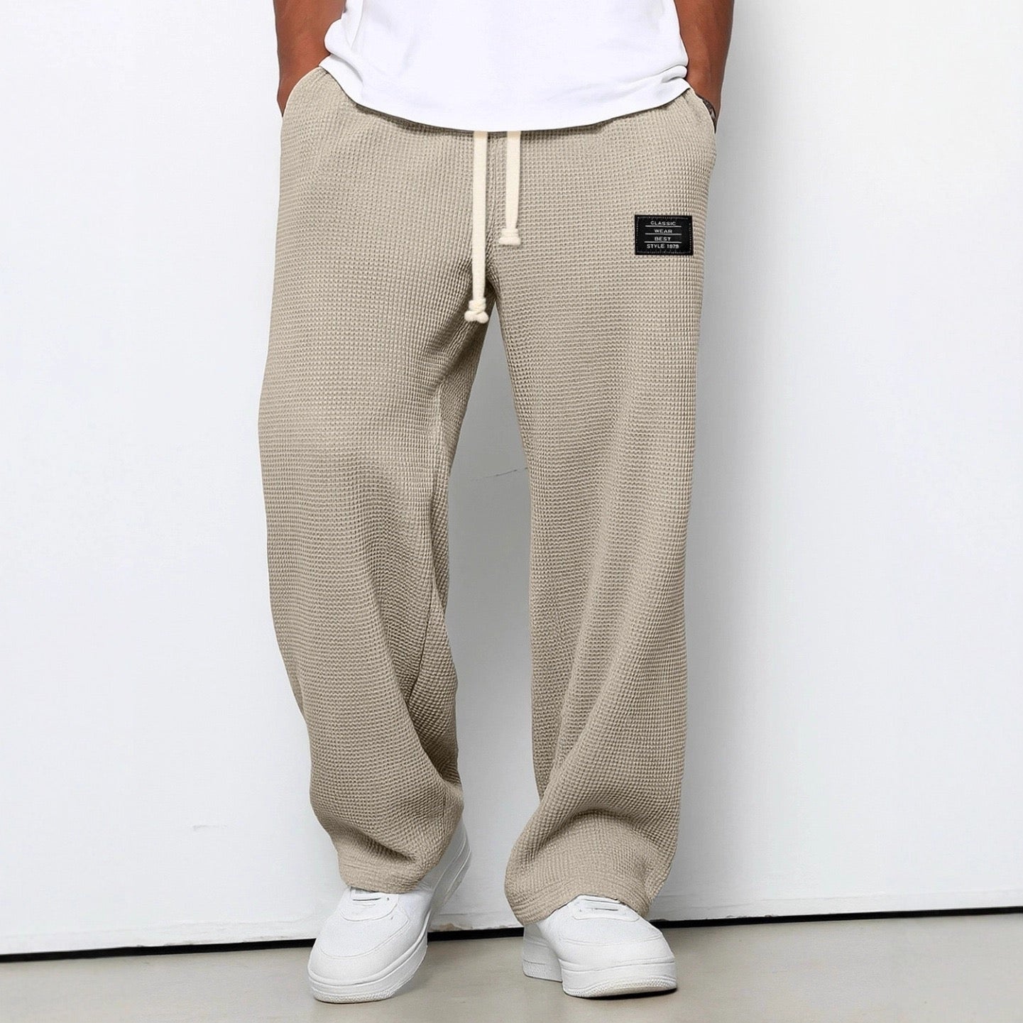 Pantalón Deportivo Tejido Waffle Relaxed Fit Cordón
