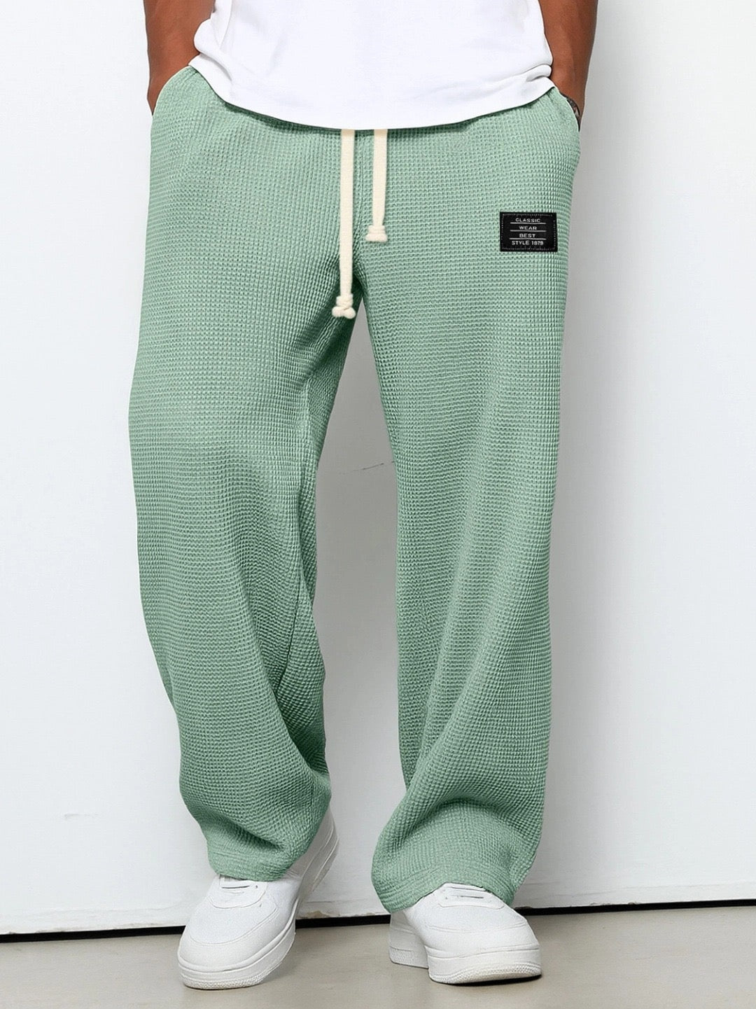 Pantalón Deportivo Tejido Waffle Relaxed Fit Cordón