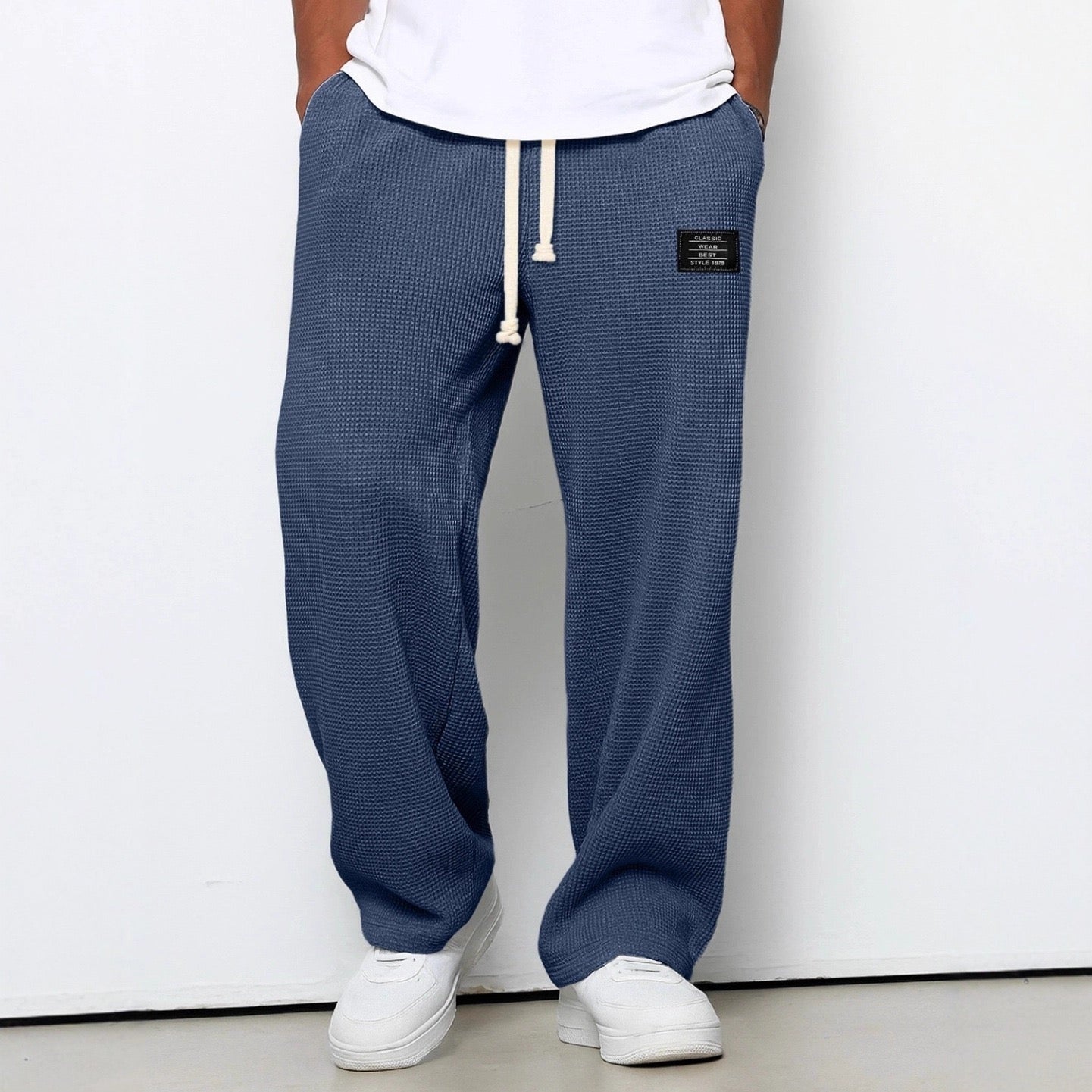 Pantalón Deportivo Tejido Waffle Relaxed Fit Cordón