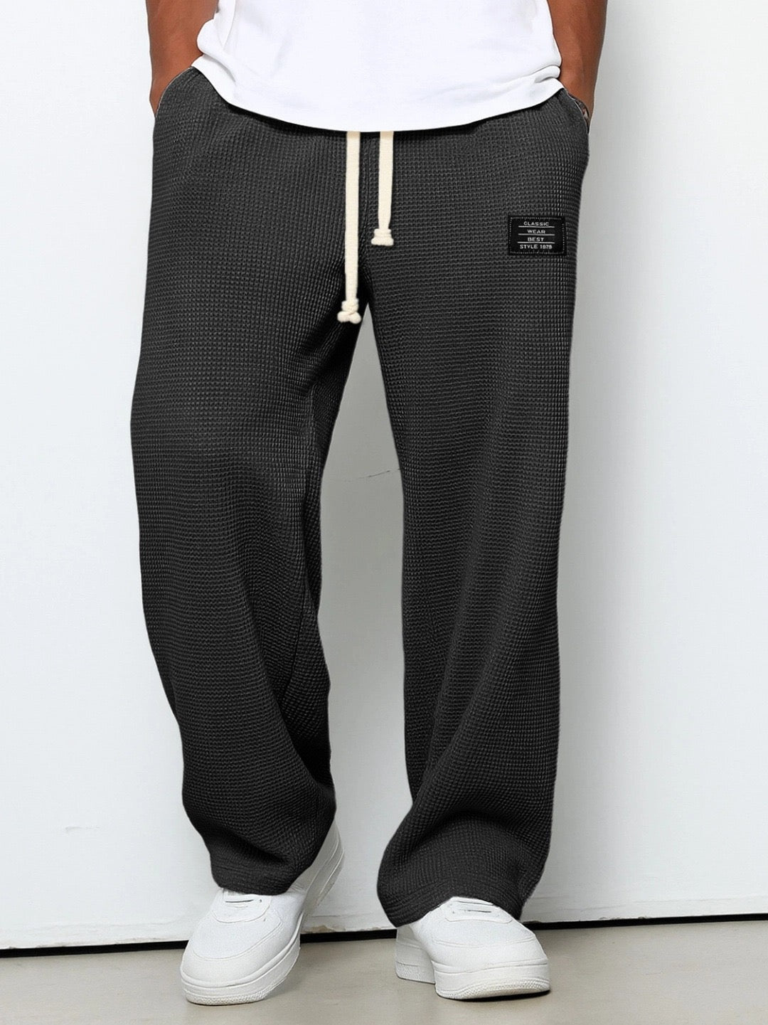 Pantalón Deportivo Tejido Waffle Relaxed Fit Cordón