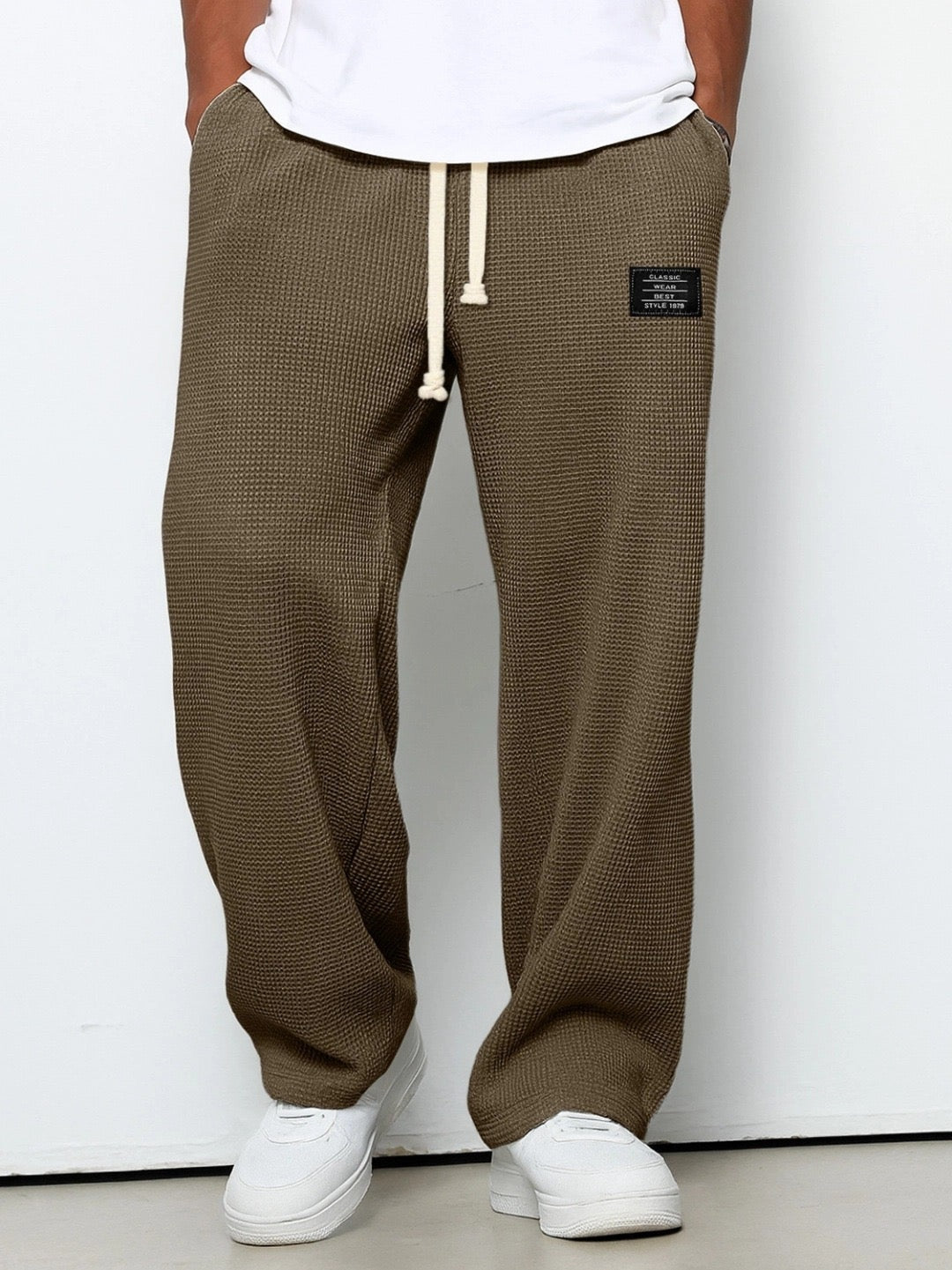 Pantalón Deportivo Tejido Waffle Relaxed Fit Cordón