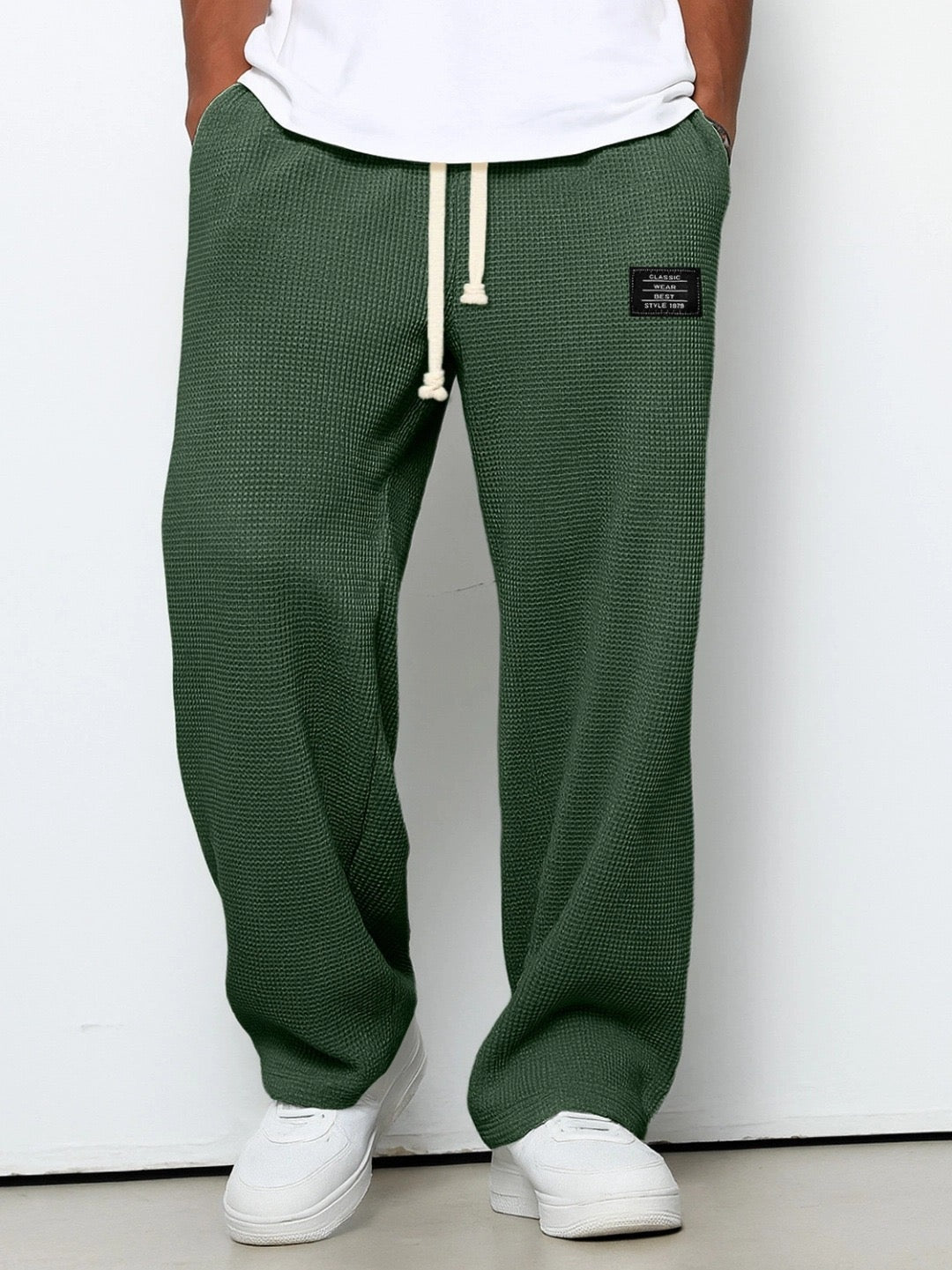 Pantalón Deportivo Tejido Waffle Relaxed Fit Cordón