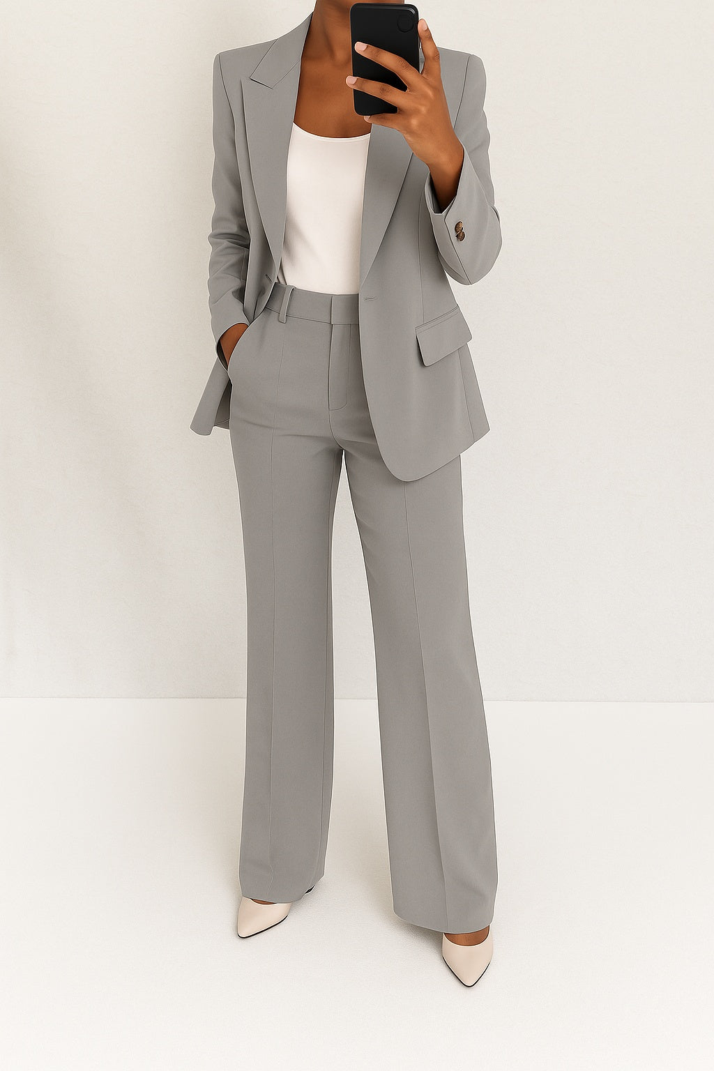 Conjunto de Traje Chaqueta Elegante, Cuello Solapa