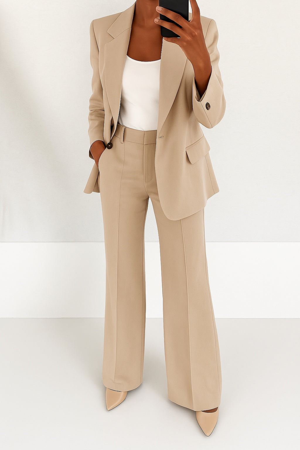 Conjunto de Traje Chaqueta Elegante, Cuello Solapa