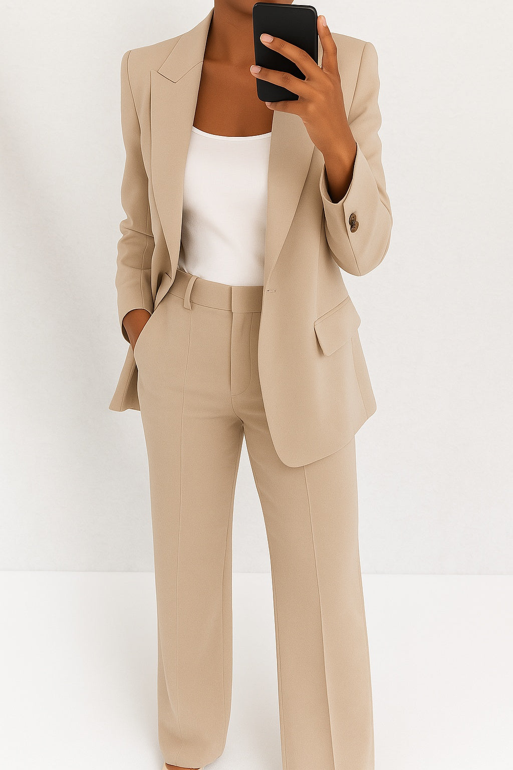 Conjunto de Traje Chaqueta Elegante, Cuello Solapa