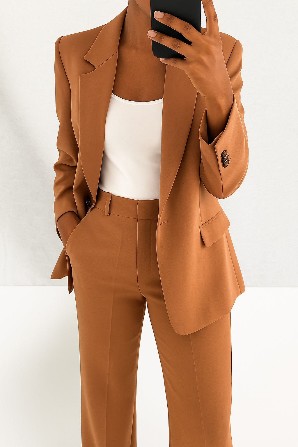 Conjunto de Traje Chaqueta Elegante, Cuello Solapa